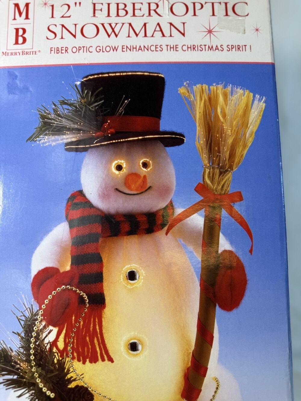 MerryBrite 12” Fiber Optic Glow Snowman Light Changing Christmas Indoor Tested